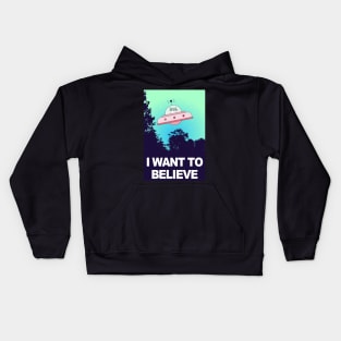 I Want To Believe Alien UFO Area 51 SciFi Cat Meme 1990s Kids Hoodie